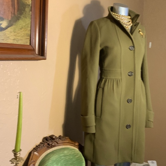 J. Crew Double Cloth Lady Day Coat Olive Green.  Sz T4 - Picture 6 of 7